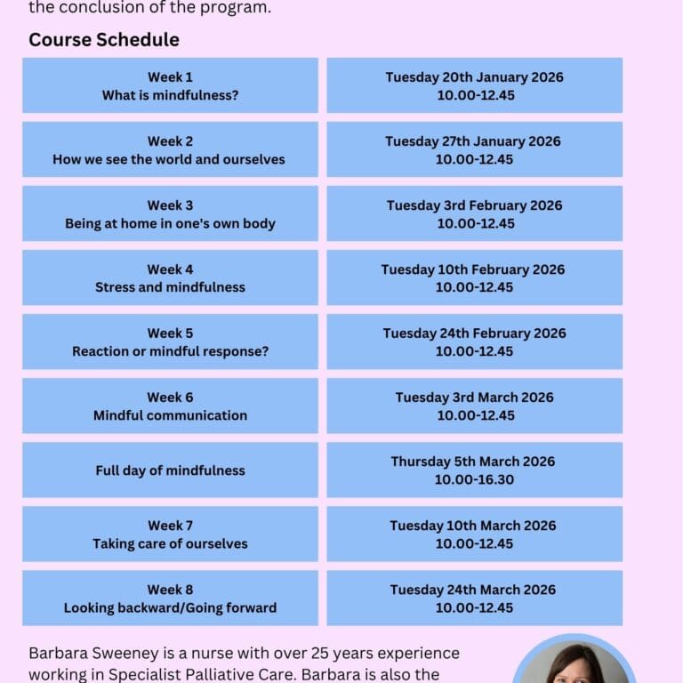Dates for MBSR 8 week course