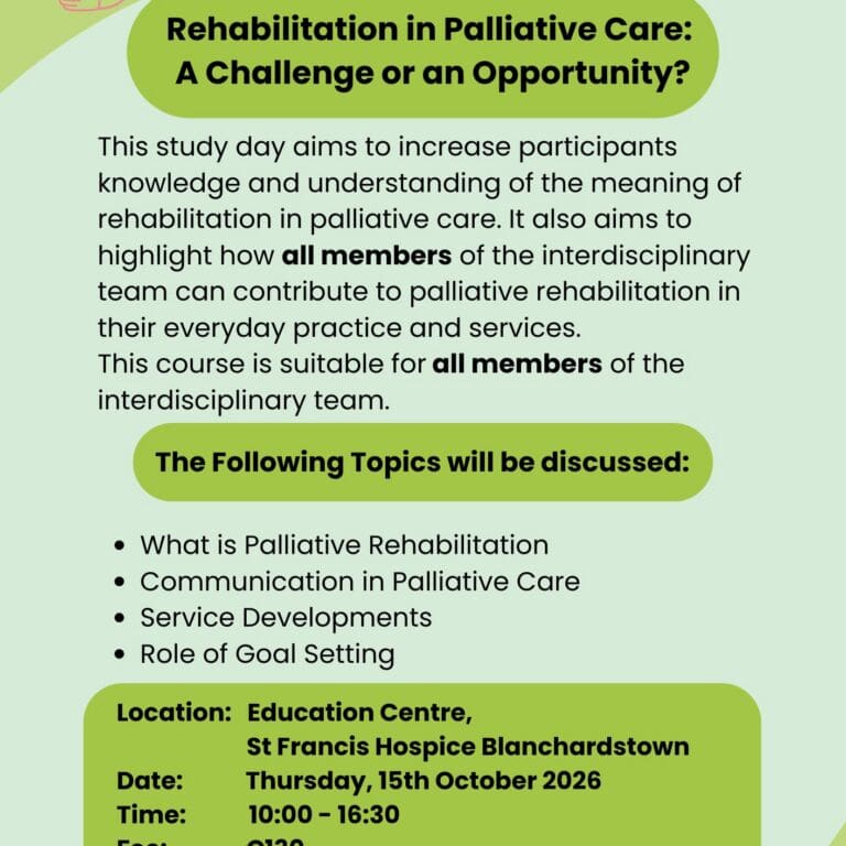 Flyer for Palliative Rehabilitation study day