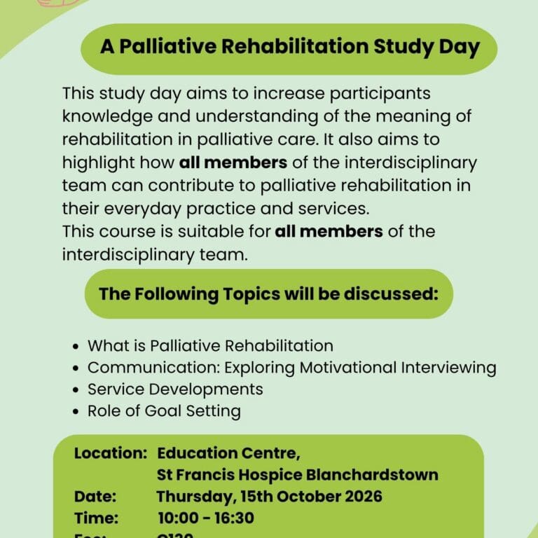 Flyer for Palliative Rehabilitation study day